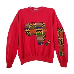 Dora Fashion House | Tops | Afrocentric Tribal Fleece Red Sweatshirt  African Map Mens L Womens Xl Pullover | Poshmark